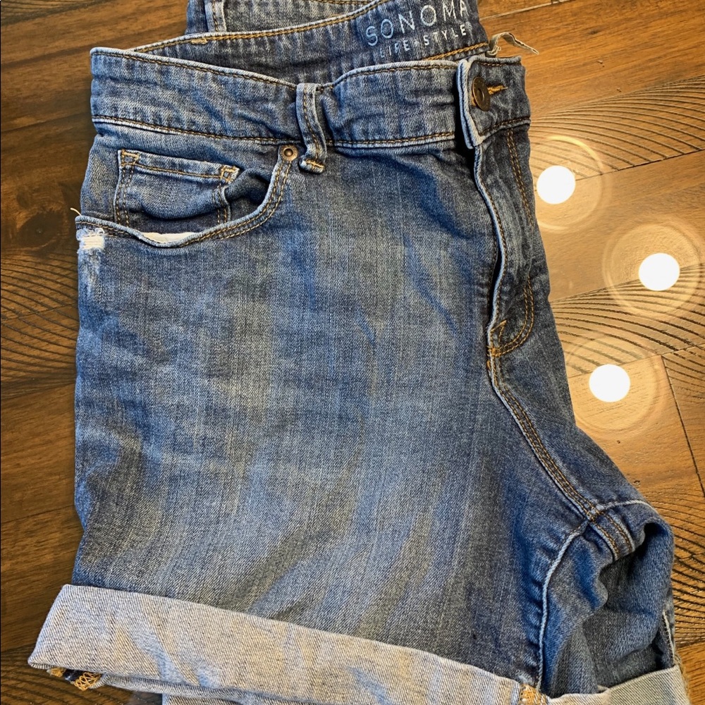 Jean shorts. Gently warn